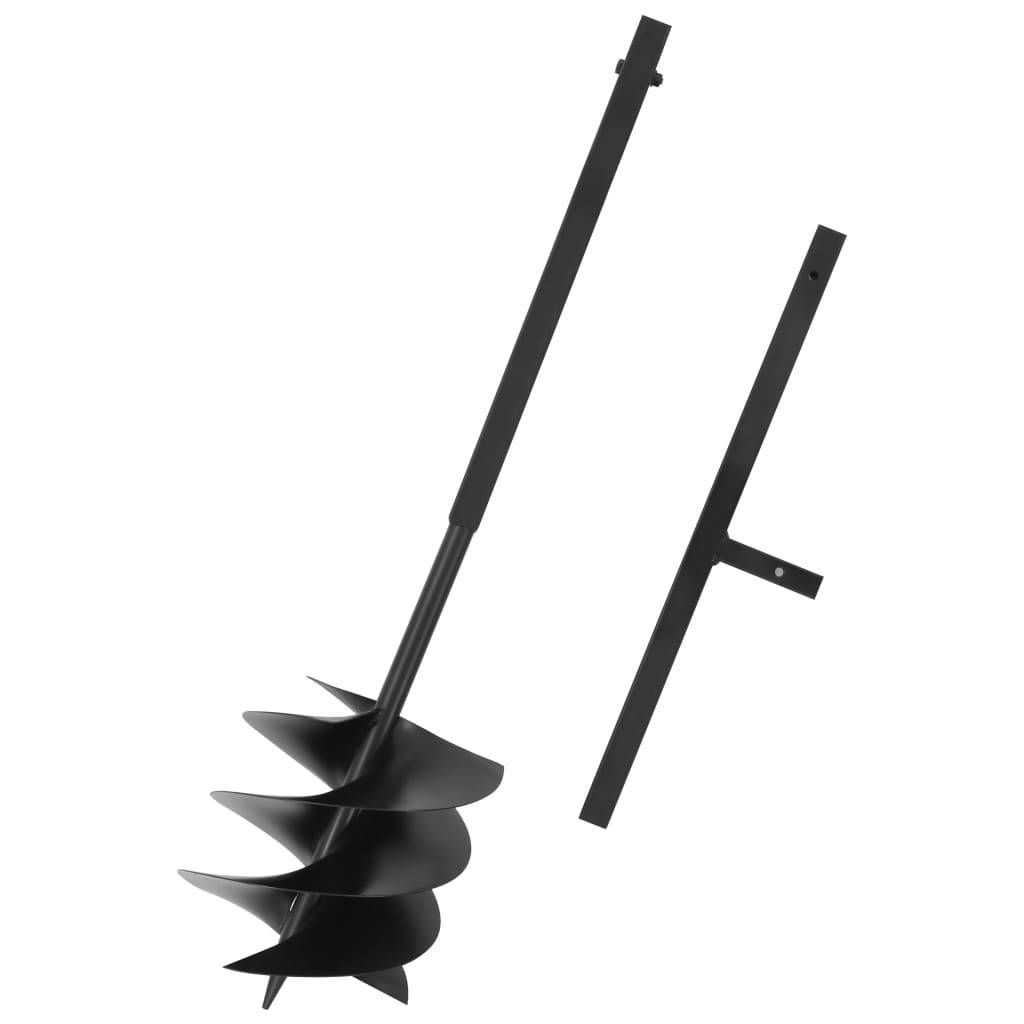 vidaXL Erdbohrer mit Griff 250 mm Stahl Schwarz-0