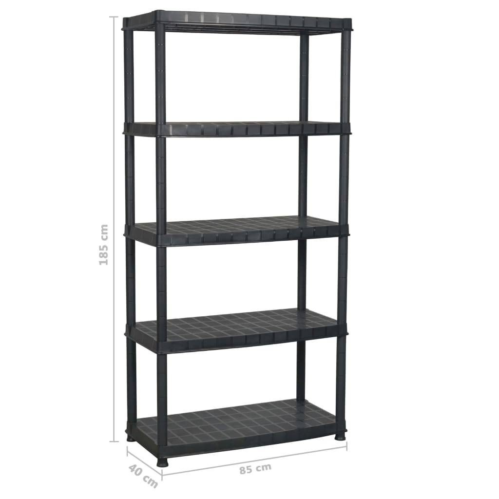 vidaXL Lagerregal 5-Tier Schwarz 85x40x185 cm Kunststoff-2