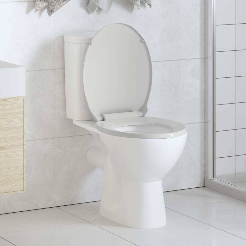 vidaXL Toilettensitz mit Absenkautomatik Weiß Oval-0