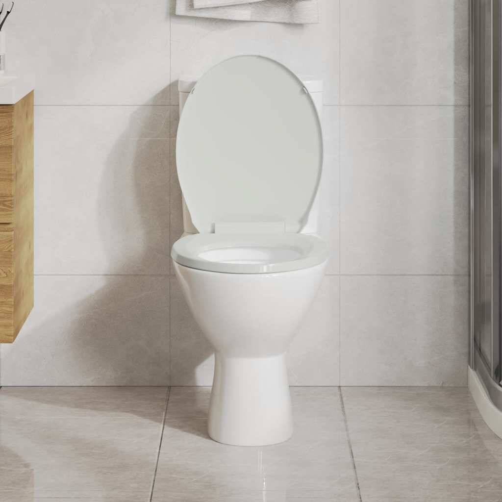 vidaXL Toilettensitz mit Absenkautomatik Weiß Oval-2