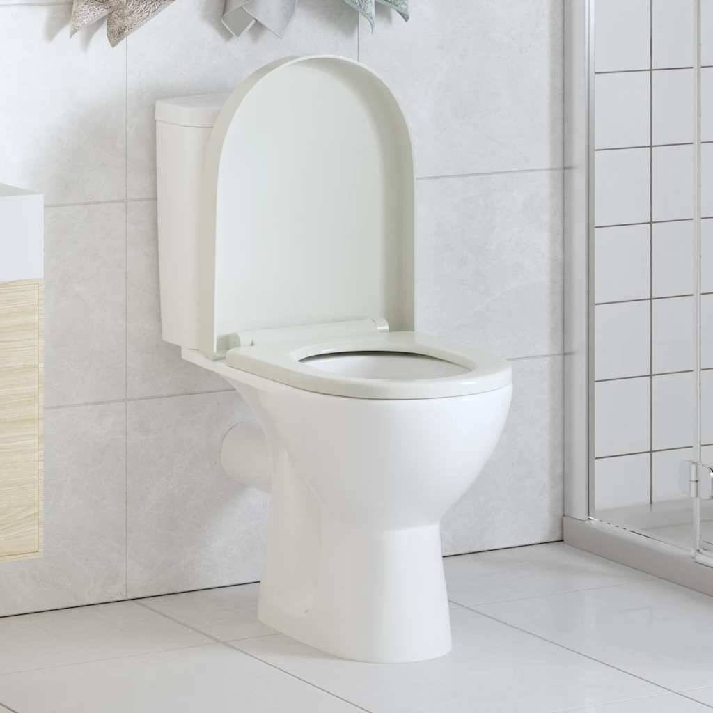 vidaXL Toilettensitz mit Absenkautomatik und Quick-Release Weiß Eckig-0