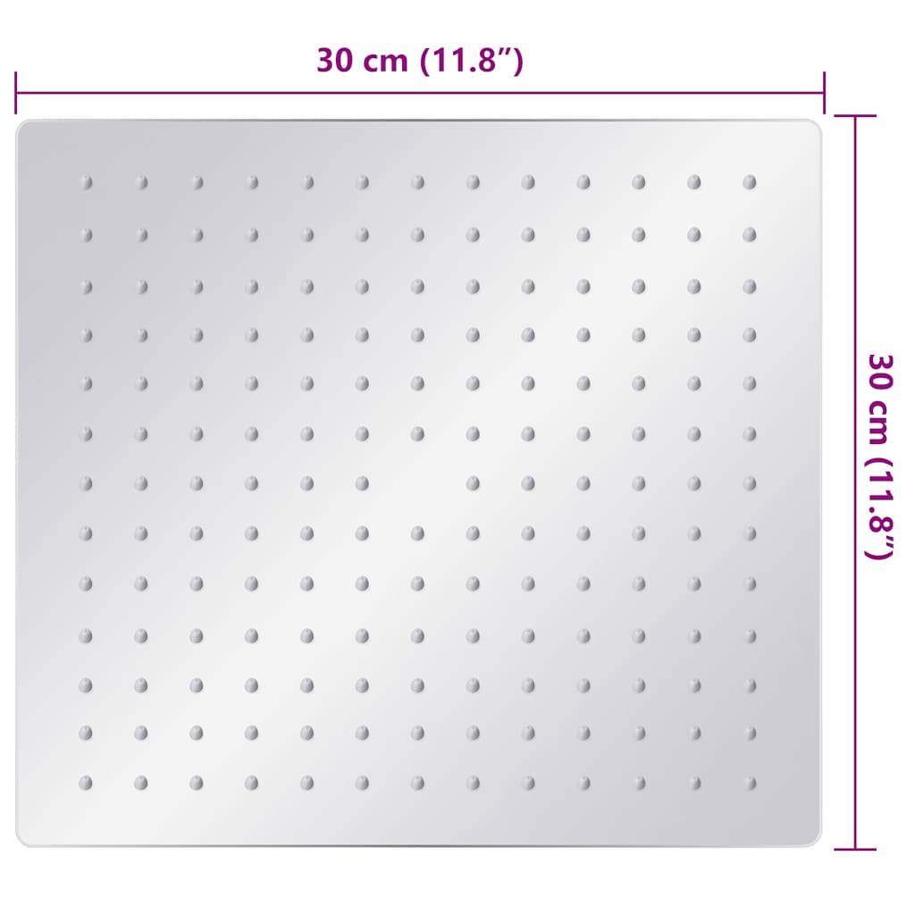 vidaXL Regenbrause Edelstahl 304 30x30 cm Quadrat-4