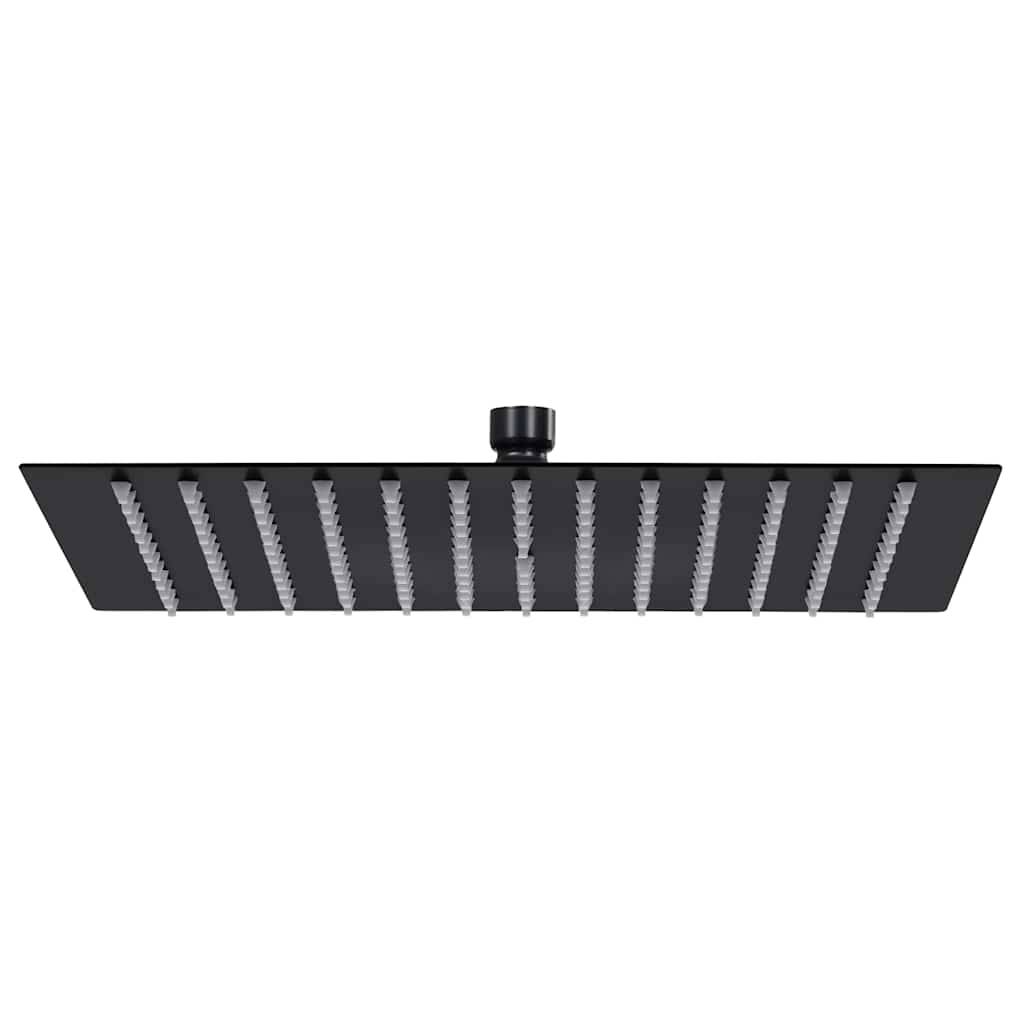 vidaXL Regenbrause Edelstahl 40x40 cm Quadrat Schwarz-0