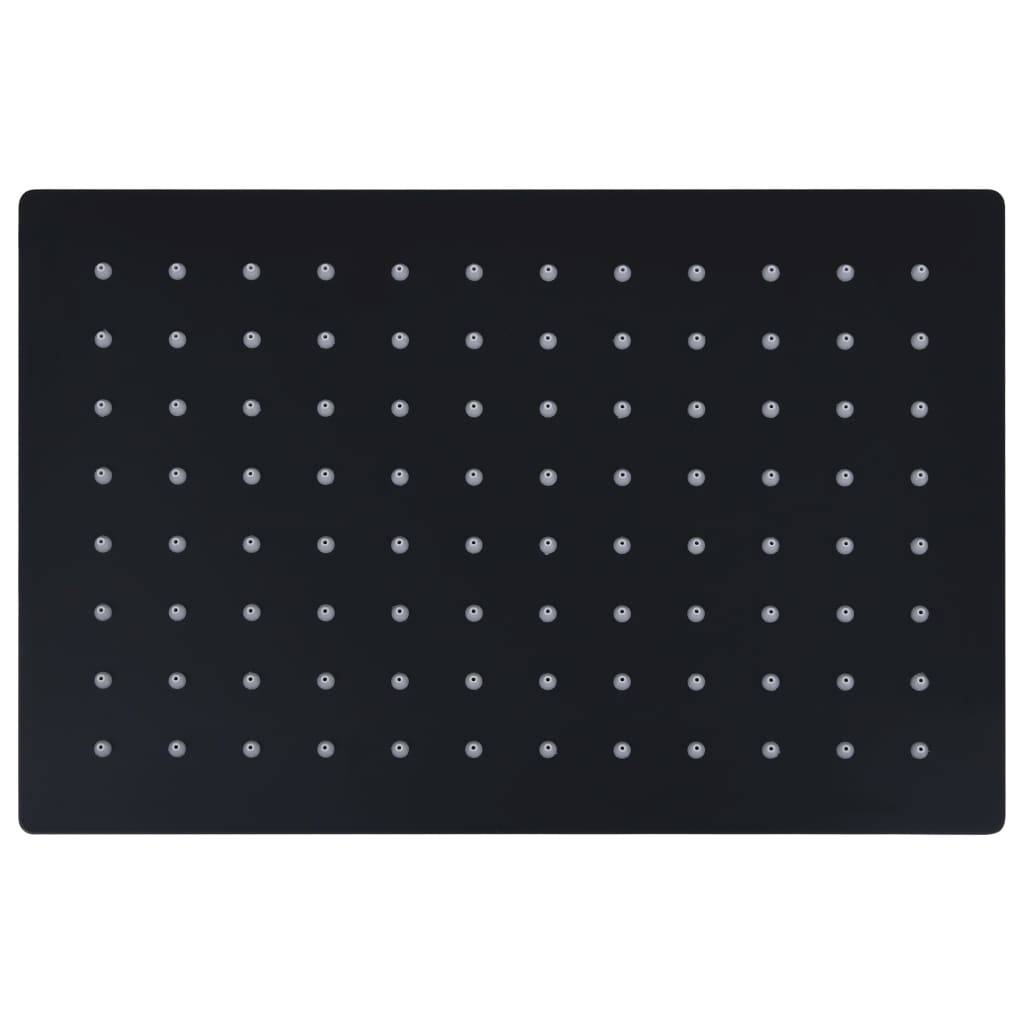 vidaXL Regenbrause Edelstahl 30x20 cm Rechteckig Schwarz-1