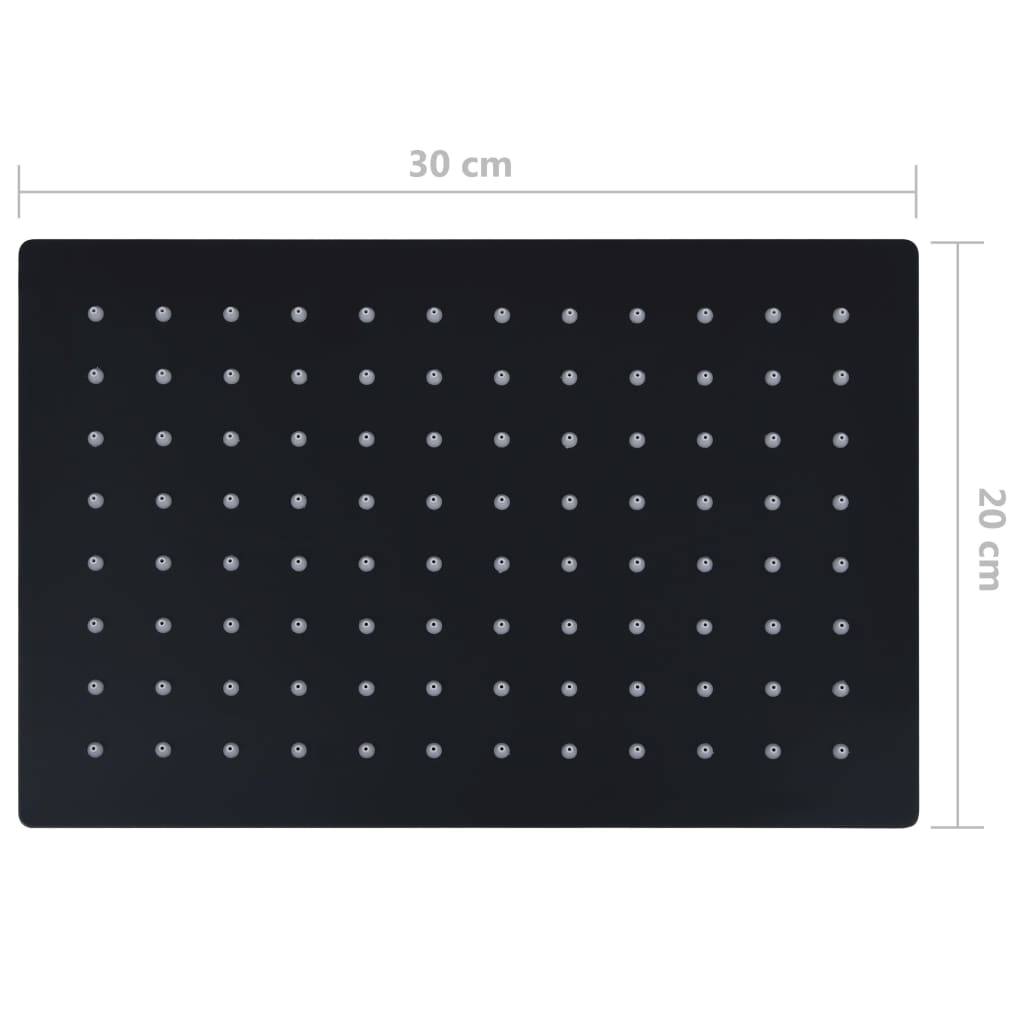 vidaXL Regenbrause Edelstahl 30x20 cm Rechteckig Schwarz-4