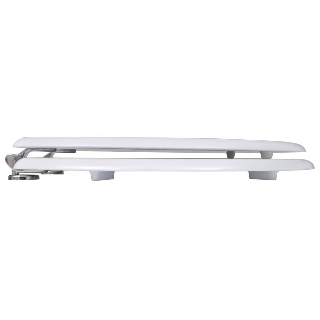vidaXL Toilettensitz MDF Deckel Schlichtes Design Weiß-3