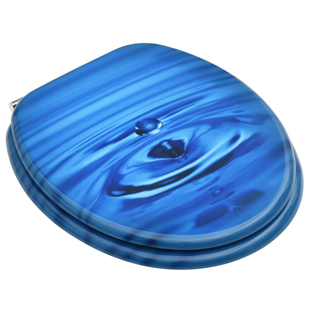 vidaXL Toilettensitz mit Deckel MDF Blau Wassertropfen-Design-3