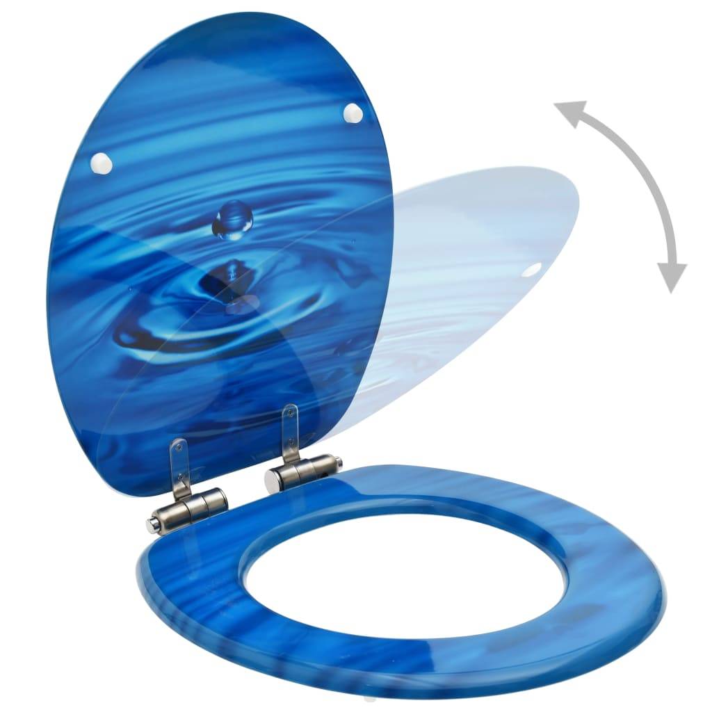 vidaXL Toilettensitz Soft-Close-Deckel MDF Blau Wassertropfen-Design-2