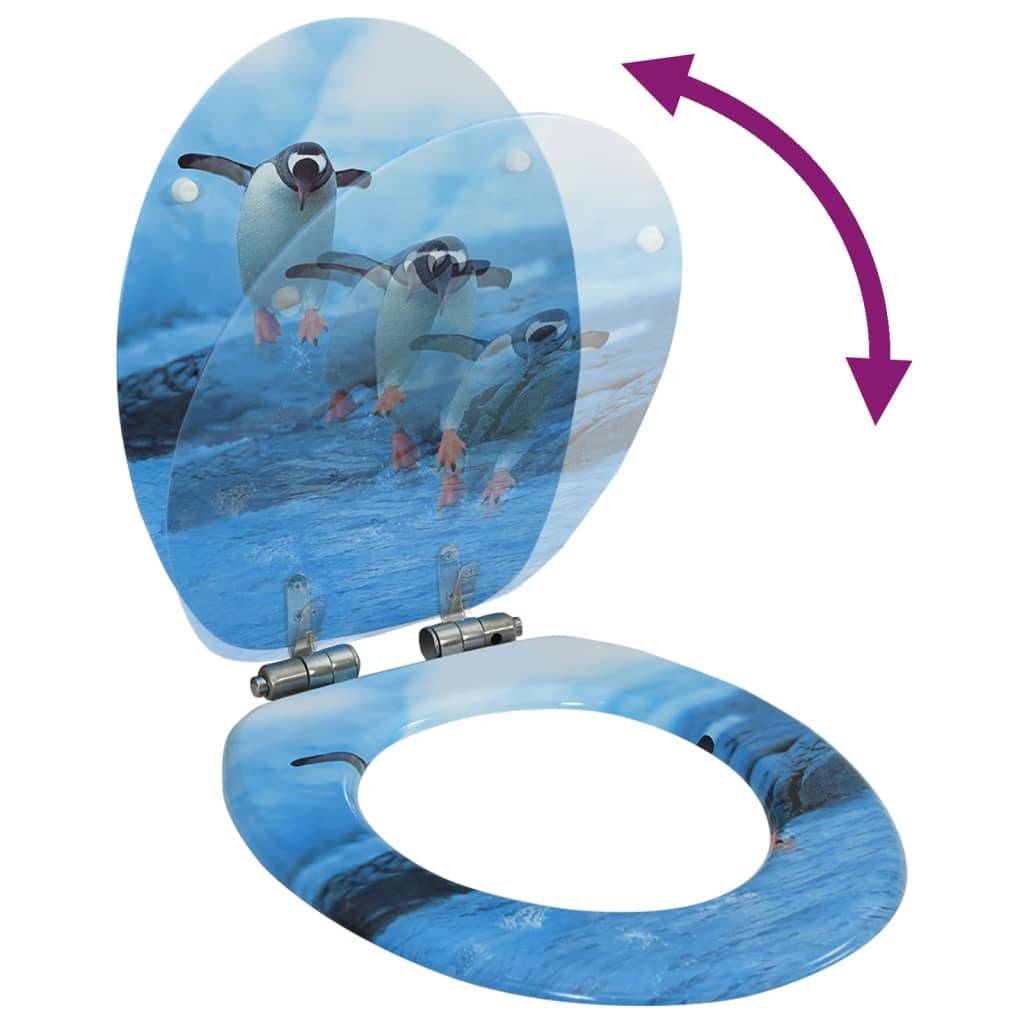 vidaXL Toilettensitz mit Soft-Close-Deckel MDF Pinguin-Design-2