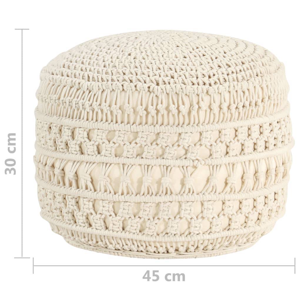 vidaXL Makramee Sitzpuff Handgefertigt 45 x 30 cm Baumwolle-3