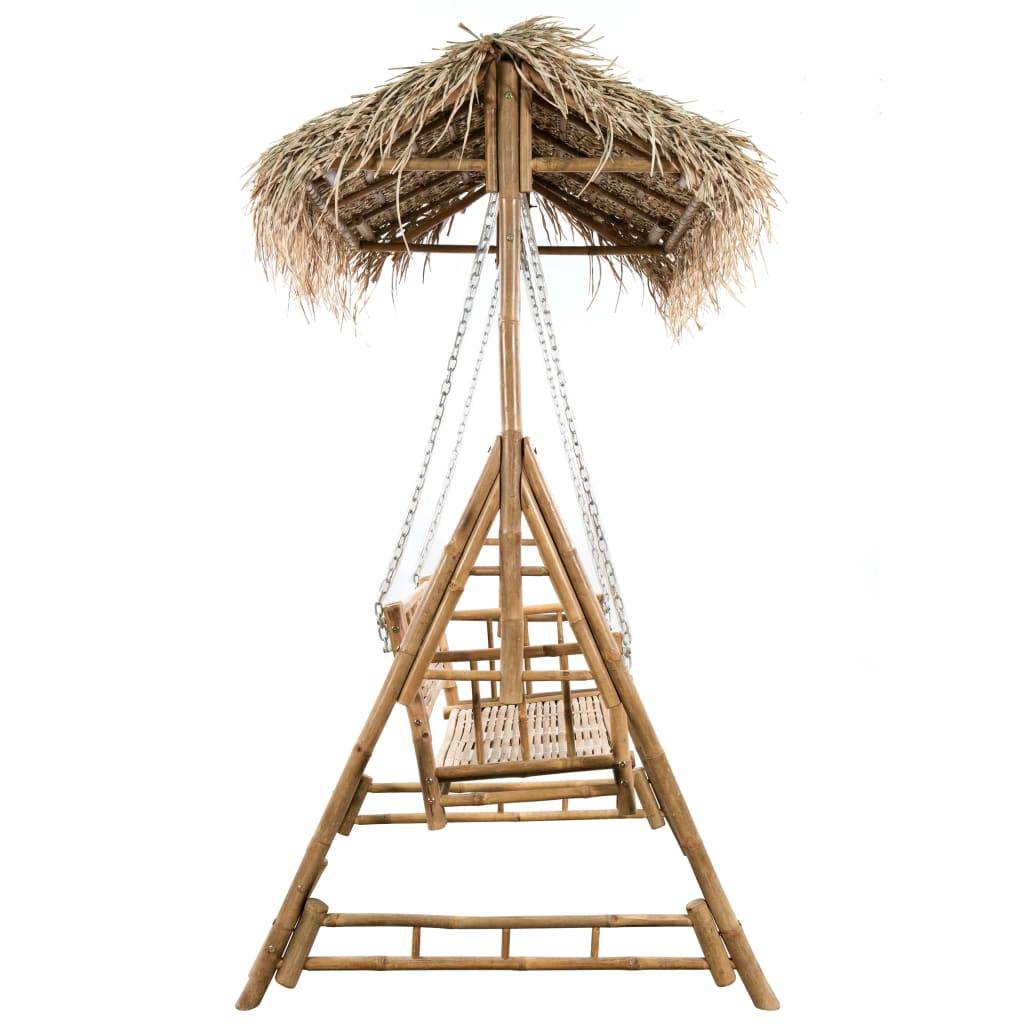 Hollywoodschaukel mit Palmblättern und Kissen 202 cm Bambus-3