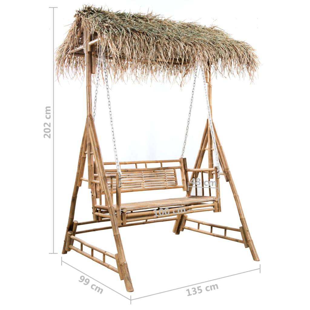 Hollywoodschaukel mit Palmblättern und Kissen 202 cm Bambus-4