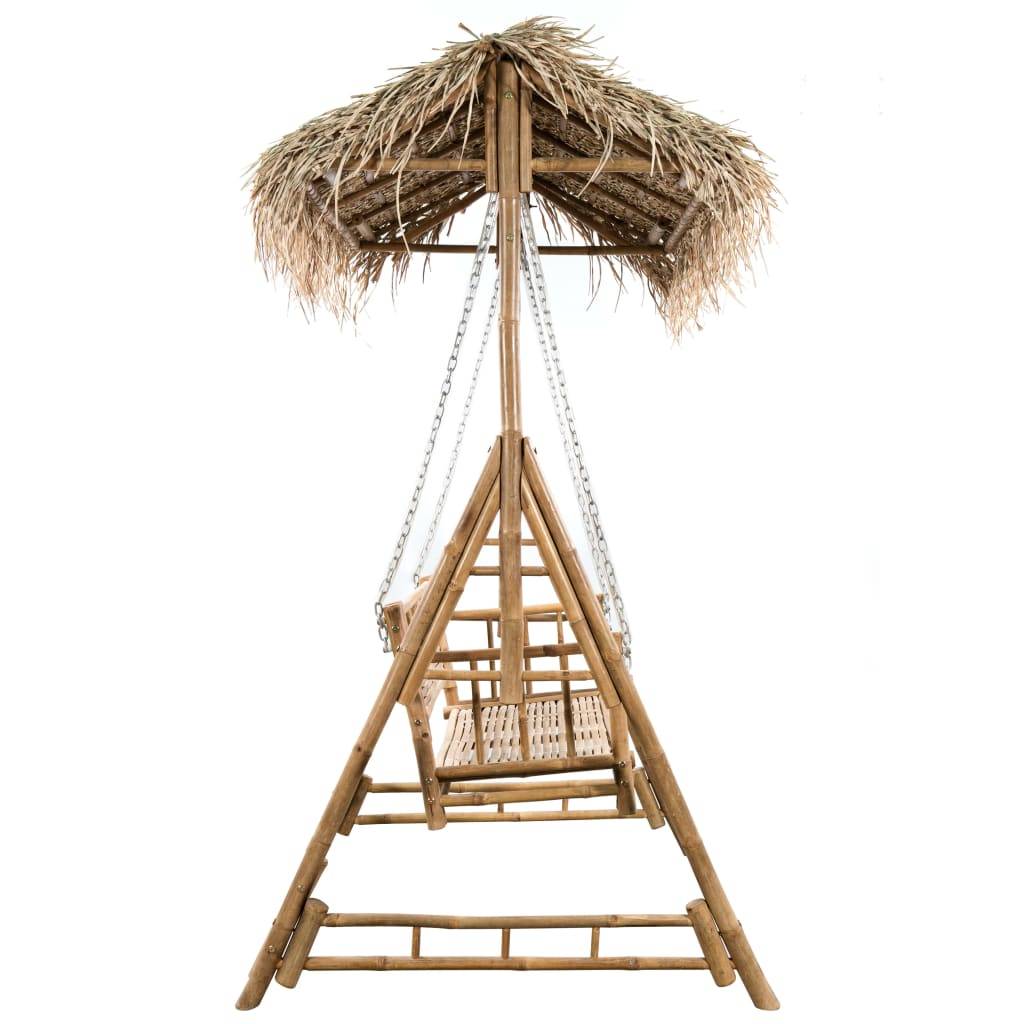 vidaXL Hollywoodschaukel mit Palmblättern und Kissen 202 cm Bambus-3