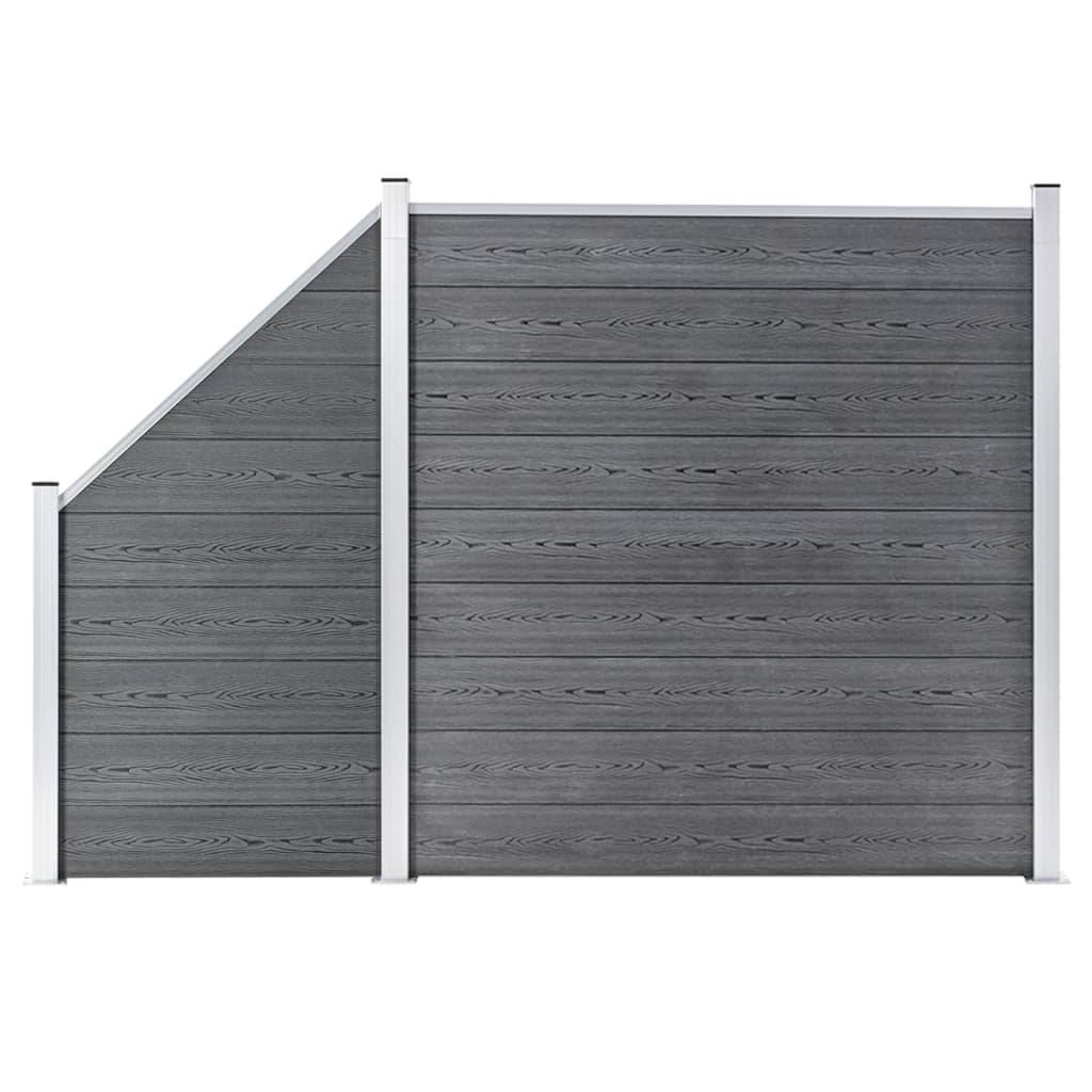 vidaXL WPC Zaun-Set 1 Quadrat + 1 Schräge 273x186 cm Grau-0