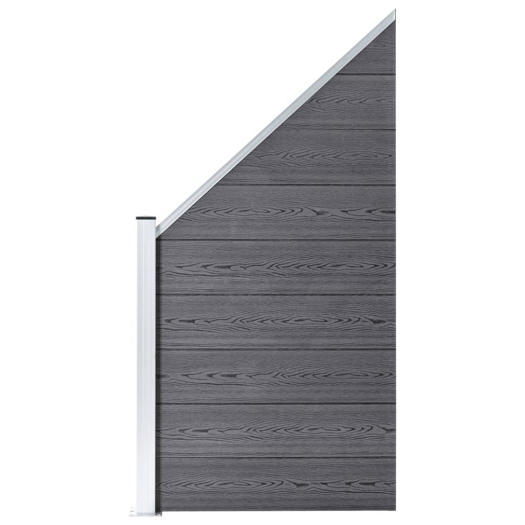 vidaXL WPC Zaun-Set 1 Quadrat + 1 Schräge 273x186 cm Grau-1