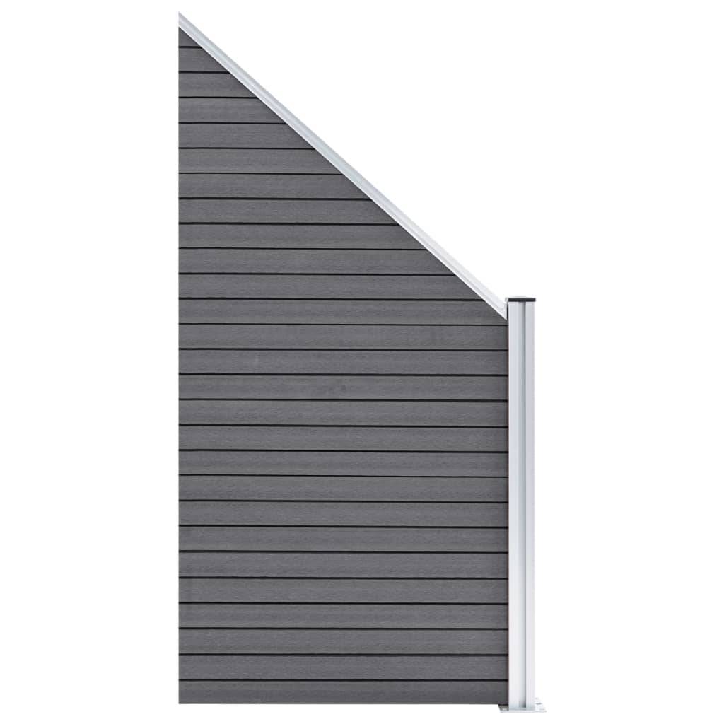 vidaXL WPC Zaun-Set 1 Quadrat + 1 Schräge 273x186 cm Grau-2