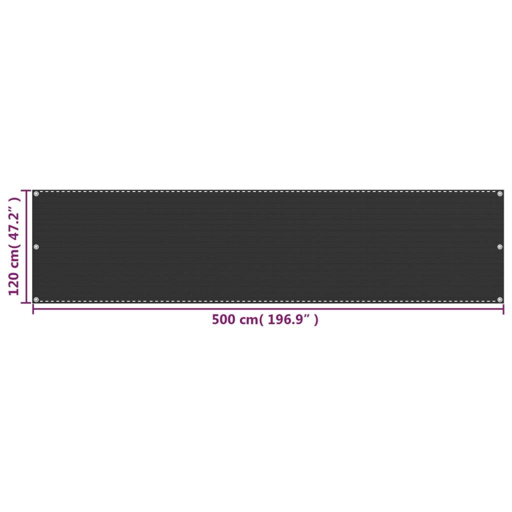 vidaXL Balkon-Sichtschutz HDPE 120x500 cm Anthrazit-1