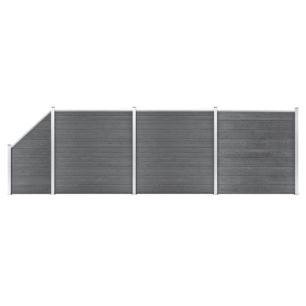 vidaXL WPC Zaun-Set 3 Quadrate + 1 Schräge 619x186 cm Grau-0