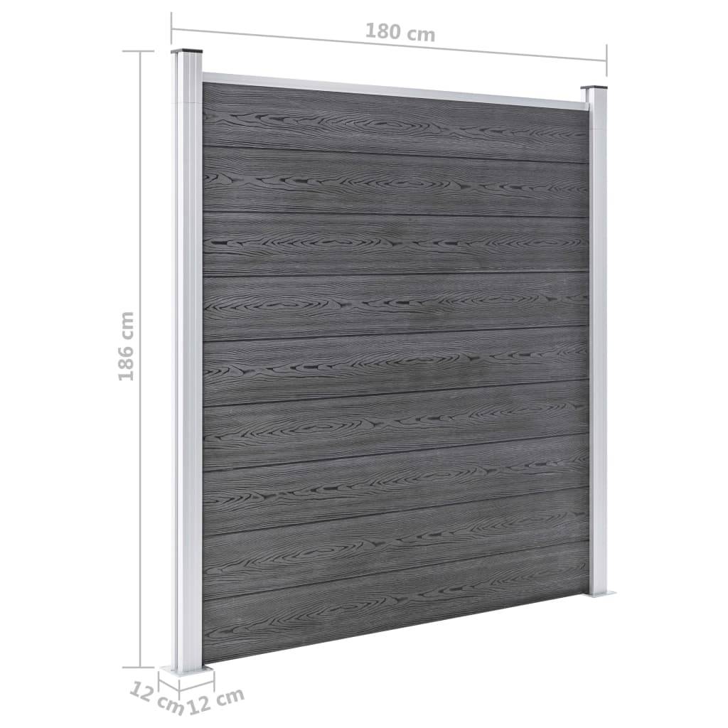 vidaXL WPC Zaun-Set 3 Quadrate + 1 Schräge 619x186 cm Grau-4