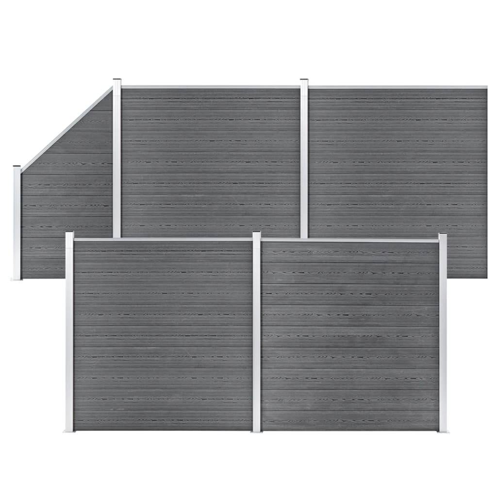 vidaXL WPC Zaun-Set 4 Quadrate + 1 Schräge 792x186 cm Grau-0