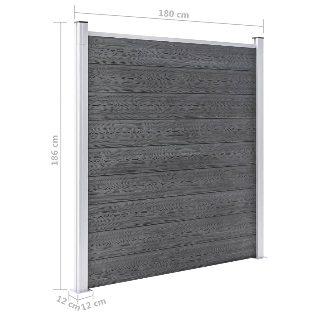 vidaXL WPC Zaun-Set 4 Quadrate + 1 Schräge 792x186 cm Grau-4