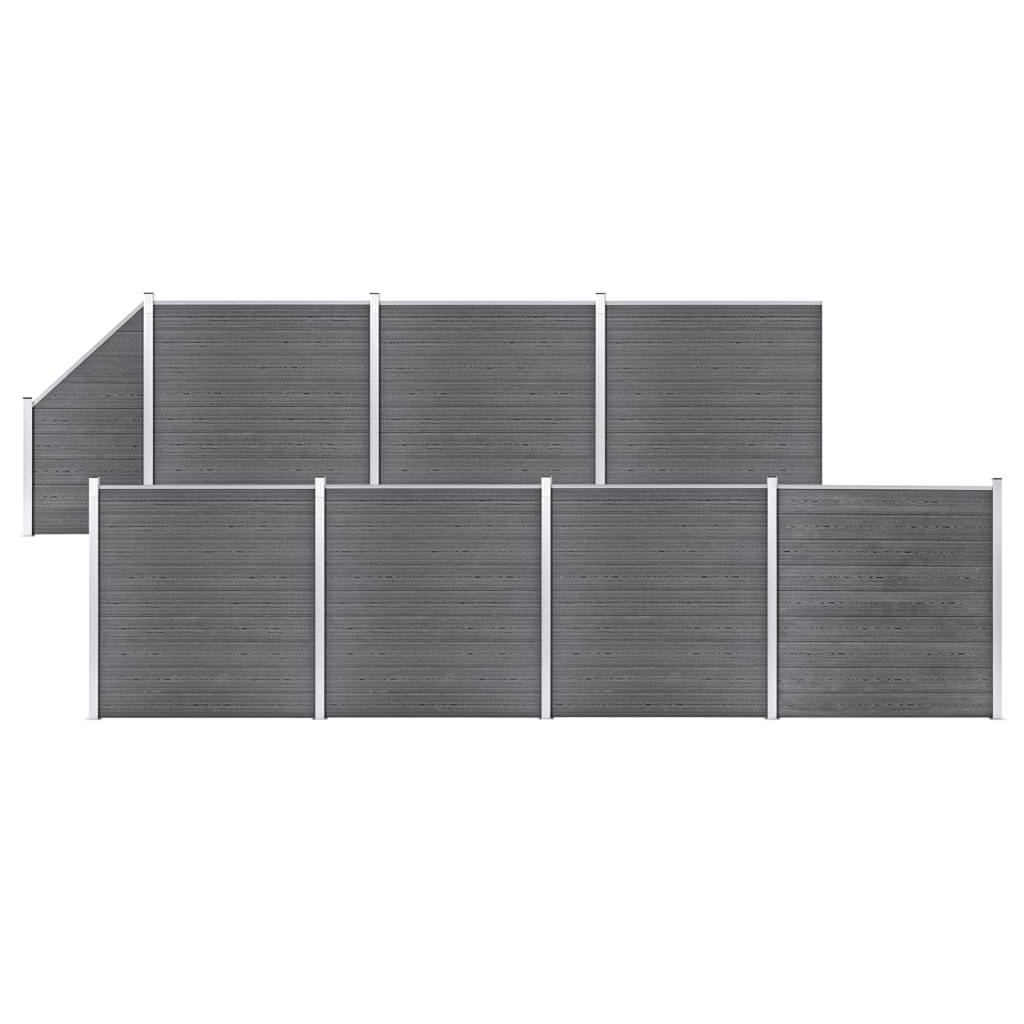 vidaXL WPC Zaun-Set 7 Quadrate + 1 Schräge 1311x186 cm Grau-0