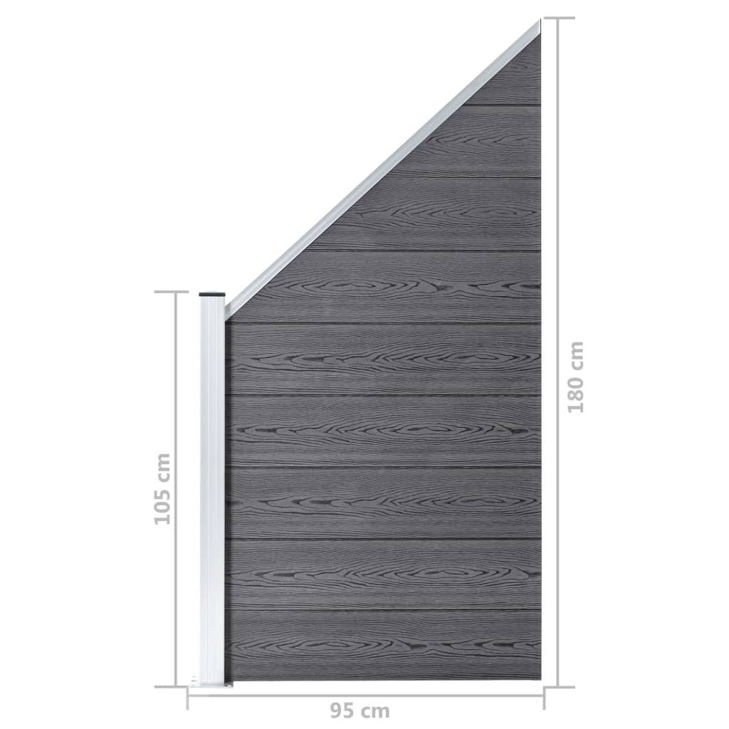 vidaXL WPC Zaun-Set 7 Quadrate + 1 Schräge 1311x186 cm Grau-4