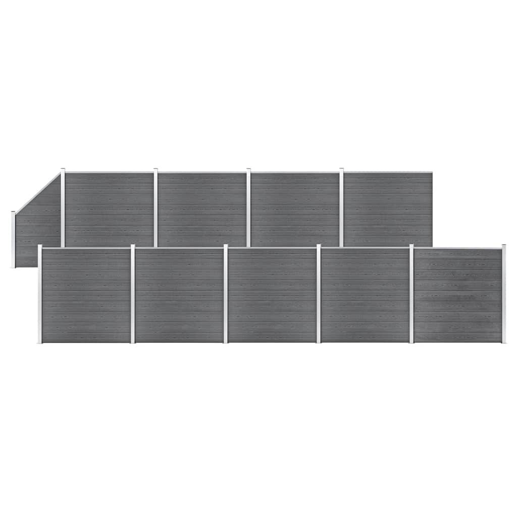 vidaXL WPC Zaun-Set 9 Quadrate + 1 Schräge 1657x186 cm Grau-0