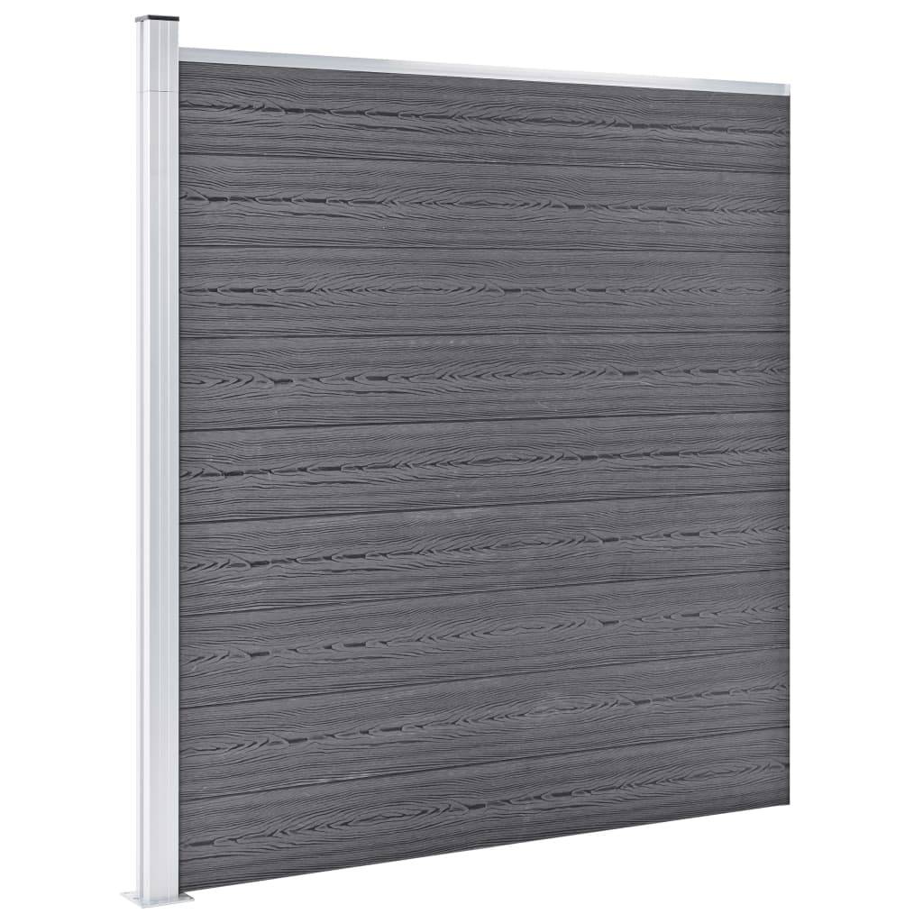 vidaXL WPC Zaun-Set 9 Quadrate + 1 Schräge 1657x186 cm Grau-1