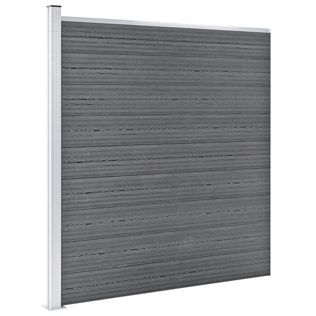 vidaXL WPC Zaun-Set 6 Quadrate + 1 Schräge 1138x186 cm Grau-1