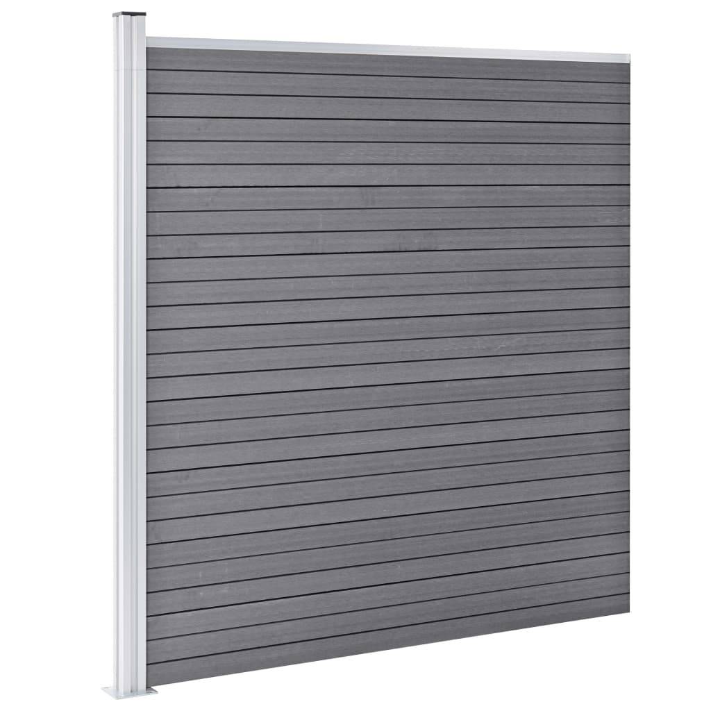 vidaXL WPC Zaun-Set 6 Quadrate + 1 Schräge 1138x186 cm Grau-2
