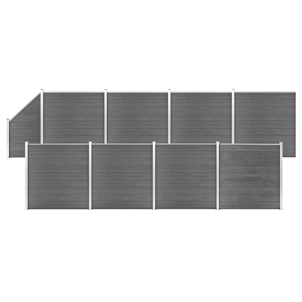 vidaXL WPC Zaun-Set 8 Quadrate + 1 Schräge 1484x186 cm Grau-0