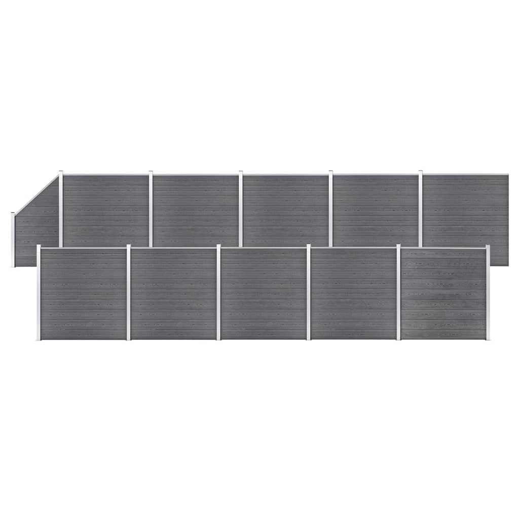 vidaXL WPC Zaun-Set 10 Quadrate + 1 Schräge 1830x186 cm Grau-0