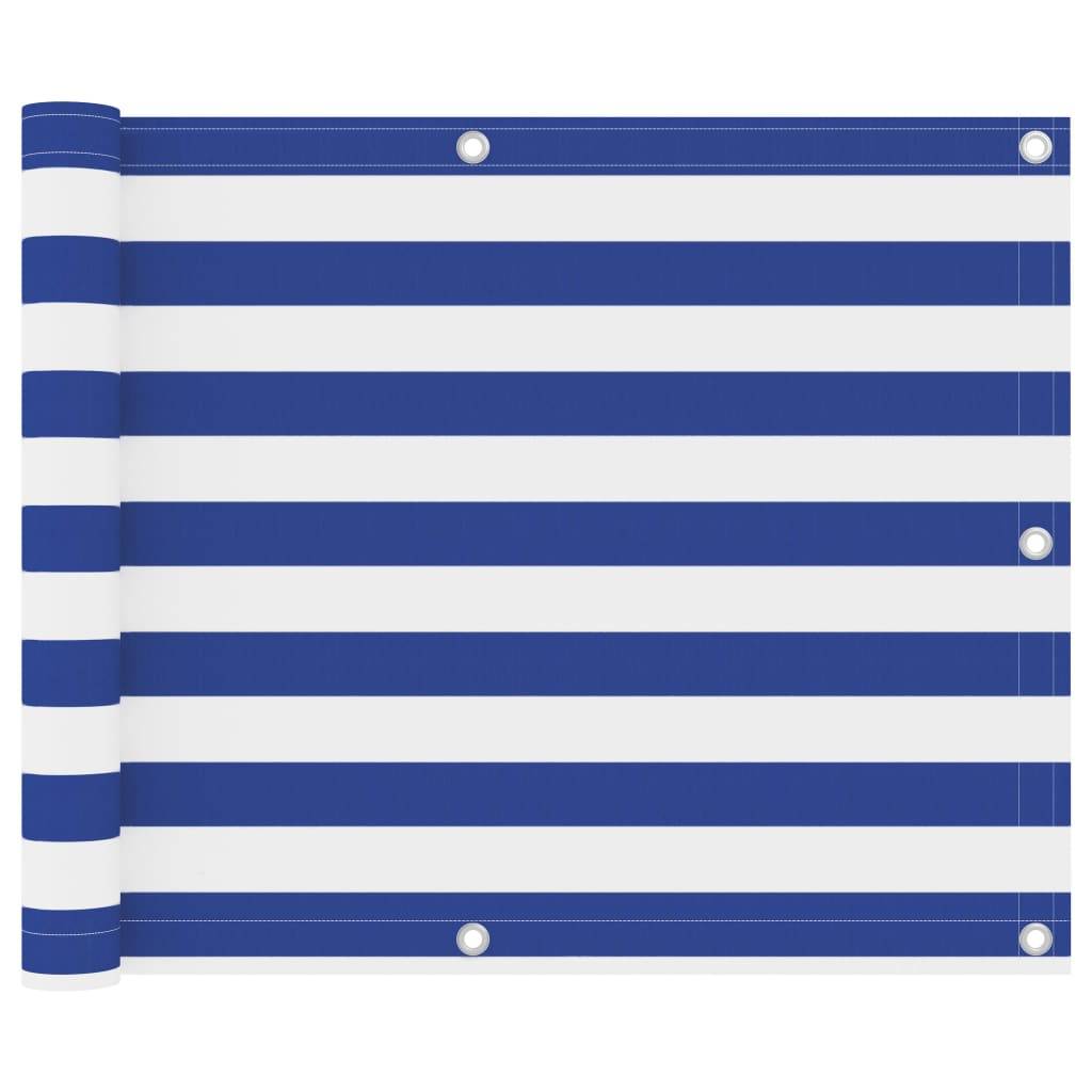 vidaXL Balkon-Sichtschutz Weiß und Blau 75x500 cm Oxford-Gewebe-0