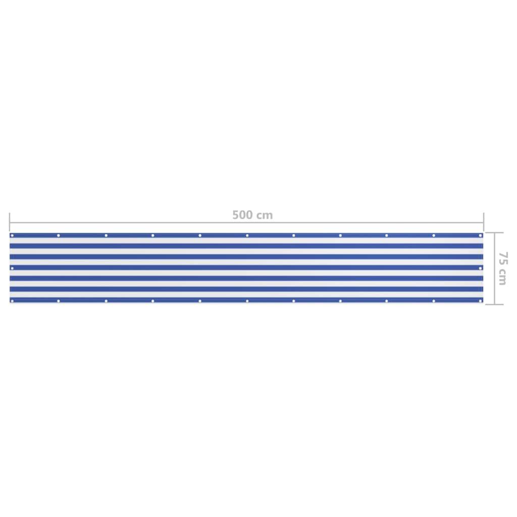 vidaXL Balkon-Sichtschutz Weiß und Blau 75x500 cm Oxford-Gewebe-1