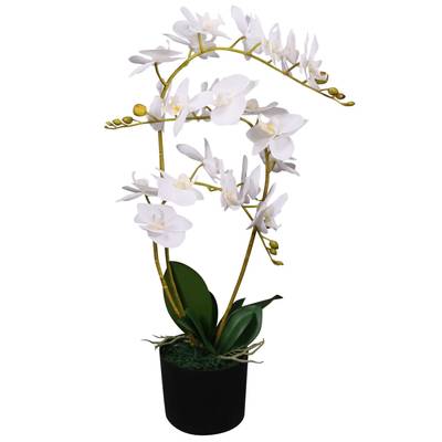 vidaXL Künstliche Orchidee mit Topf 65 cm Weiß