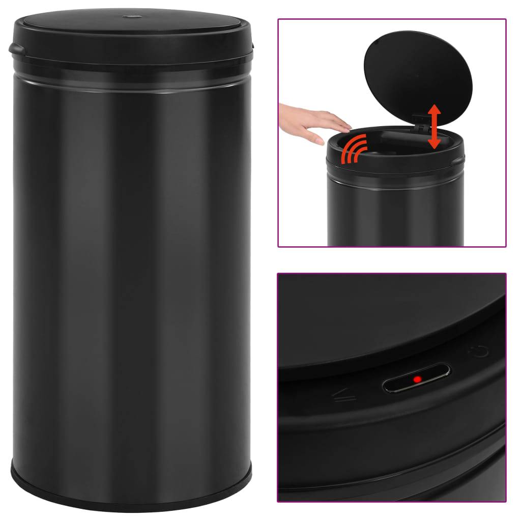 vidaXL Automatischer Sensor-Mülleimer 60 L Kohlenstoffstahl Schwarz-0