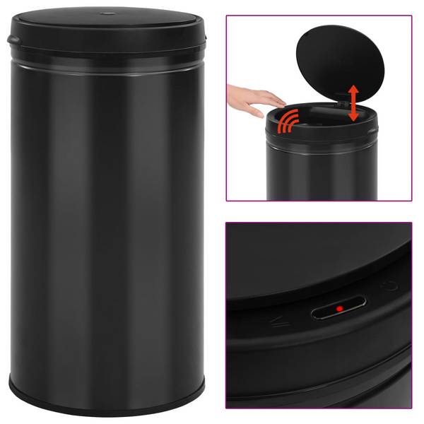 vidaXL Automatischer Sensor-Mülleimer 60 L Kohlenstoffstahl Schwarz