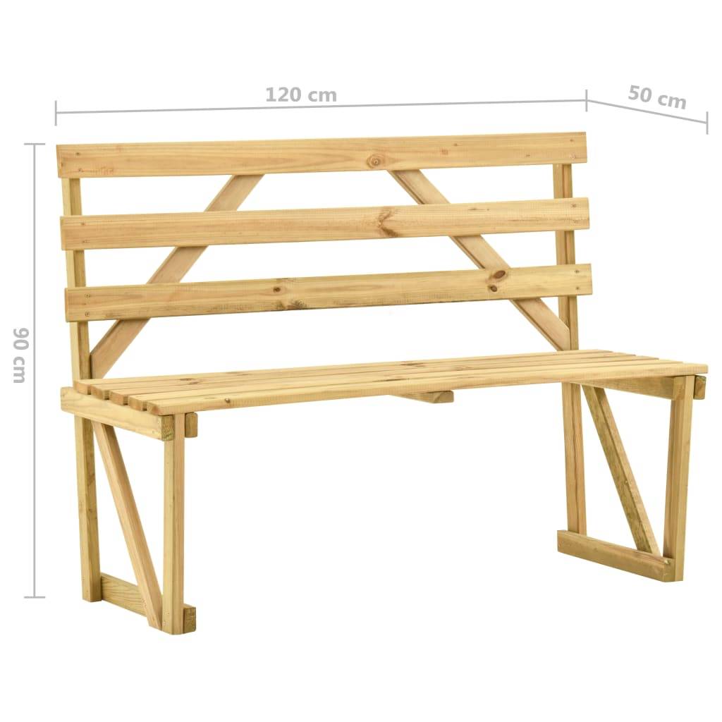 vidaXL Gartenbank 120 cm Kiefernholz Imprägniert-4