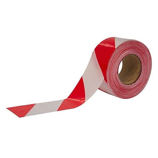 Absperrband, rot / weiß schraffiert, LDPE, 75 mm, 500 m / Rolle-0