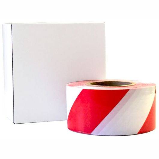 Absperrband, rot / weiß schraffiert, LDPE, 75 mm, 500 m / Rolle-1
