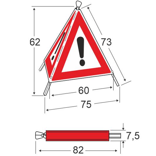 Triopan Faltsignal, Warnung vor Rutschgefahr, gelb tagesleuchtend, SL 60 cm-1