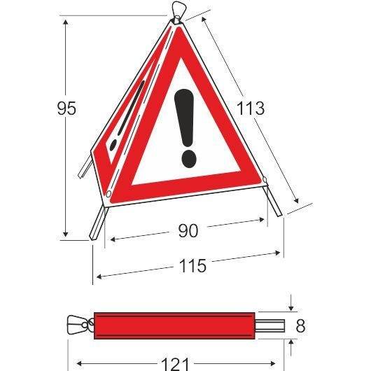 Triopan Faltsignal, VZ 101 Gefahrenstelle, weiß tagesleuchtend, SL 90 cm-1