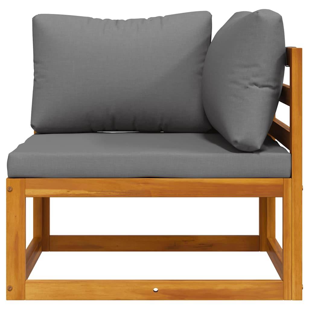 vidaXL Modular-Ecksofa mit Dunkelgrauen Kissen Akazie Massivholz-3