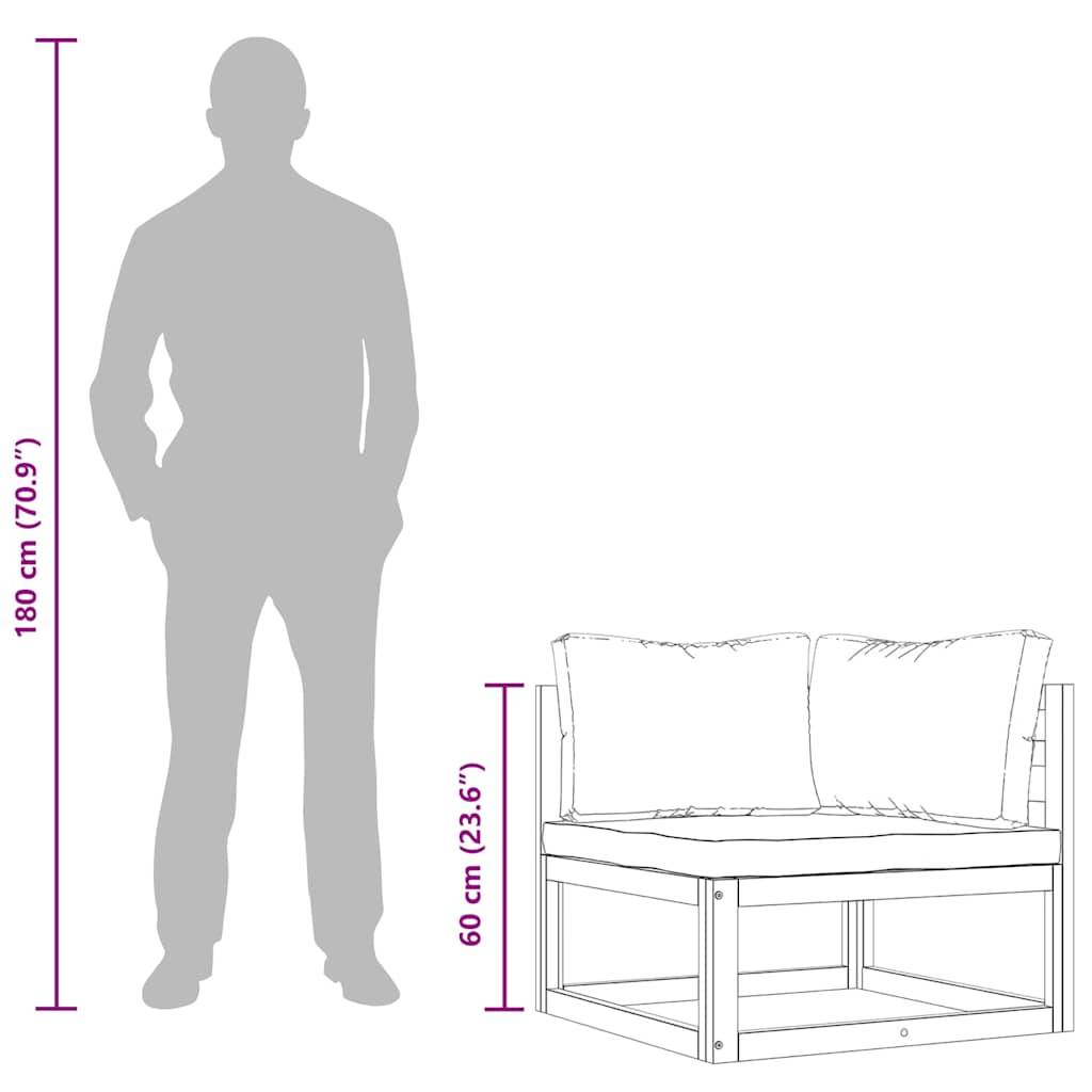 vidaXL Modular-Ecksofa mit Dunkelgrauen Kissen Akazie Massivholz-4
