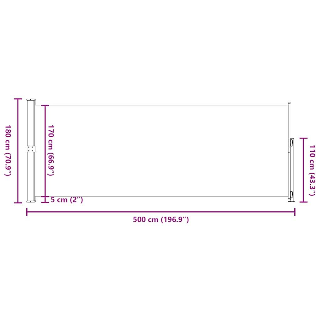 vidaXL Seitenmarkise Ausziehbar 180x500 cm Grau-1