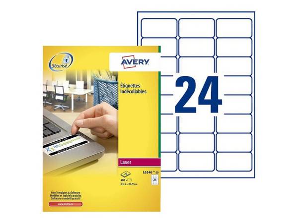 AVERY Zweckform abziehsichere Folienetiketten 63,5 x 33,9 mm L6146-20