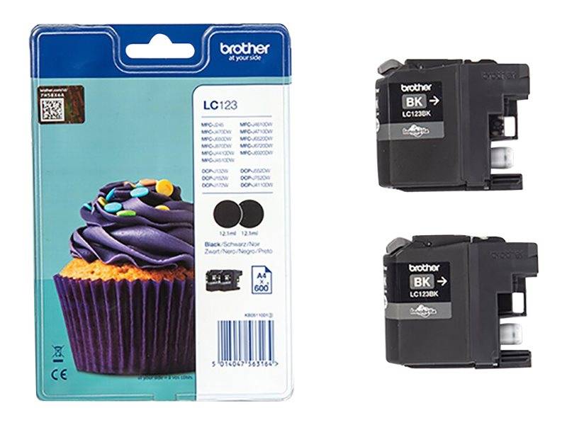 Brother LC123BK - 2er-Pack - Hohe Ergiebigkeit-0