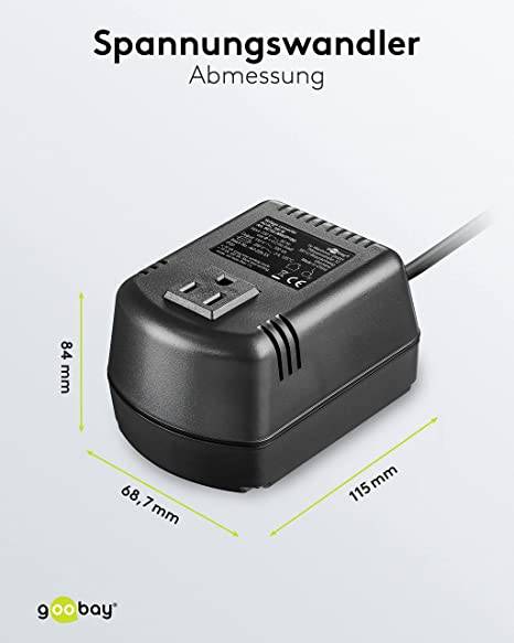 Goobay 54755 Spannungswandler AC/AC, max. 100 W, wandelt 230 V AC in 110 V AC um, USA Amerika Stromwandler, Schwarz-2