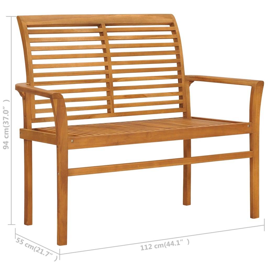 vidaXL Gartenbank mit Grüner Auflage 112 cm Massivholz Teak-3